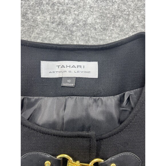 NWT Tahari Arthur S. Levine  Women’s Black Long Jacket Trench Coat Size 10 - Picture 9 of 16